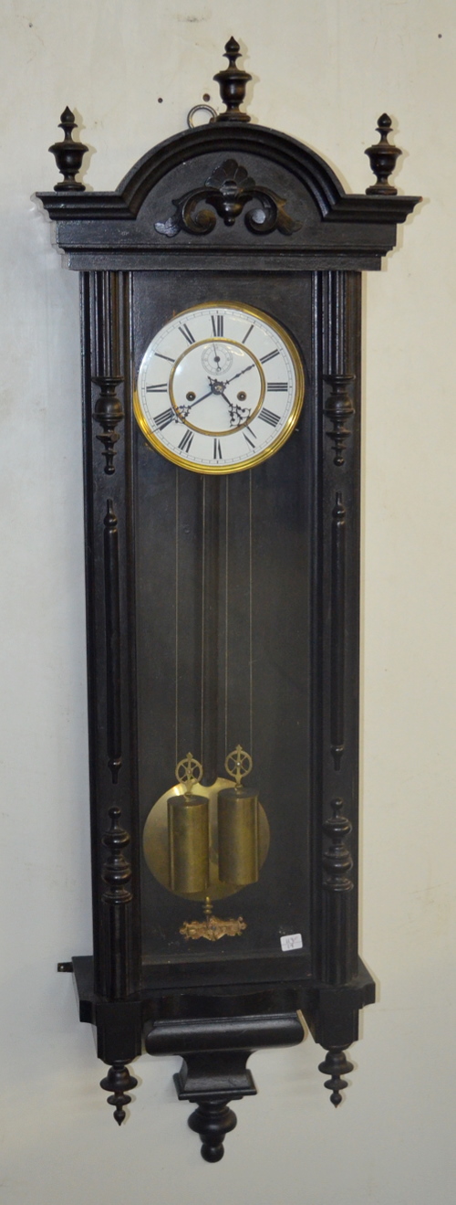 Antique Ebonized 2 Weight Vienna Regulator Clock