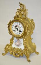 French Vincenti Porcelain Panel Shelf clock