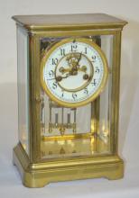 Antique Waterbury “Toulon” Brass Crystal Regulator Clock