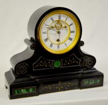 French A. Brocot Black Onyx Mantel Clock, Circa 1870