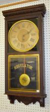 Antique Sessions Pressed Carved Oak Store Regulator Clock