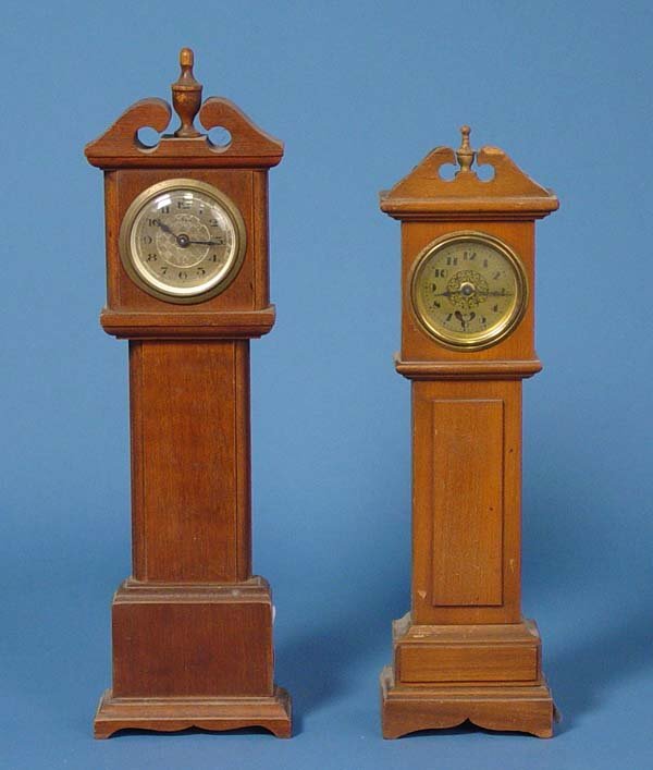 Two Miniature Grandfather Clocks