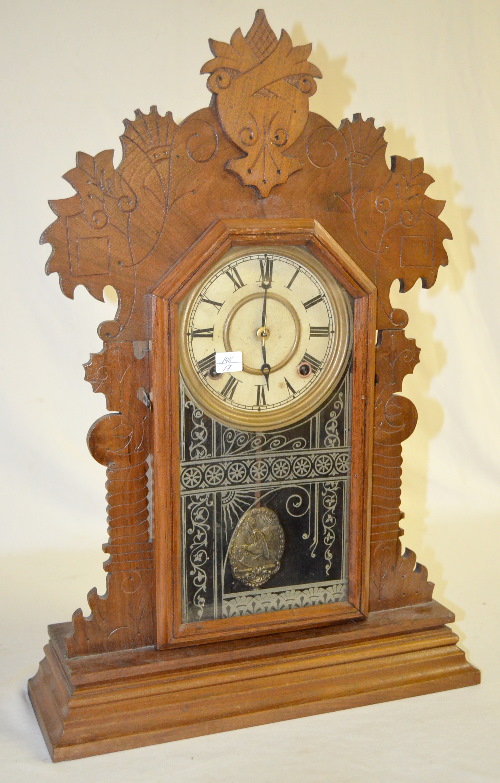 Antique Ingraham “Sun” Walnut Kitchen Clock