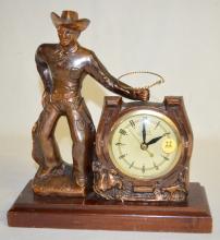 Vintage United Clock Co. Copper Clad Cowboy Clock