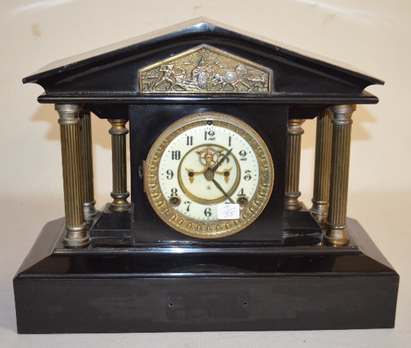 Antique Ansonia “Loire” Enameled Iron Case Mantel Clock