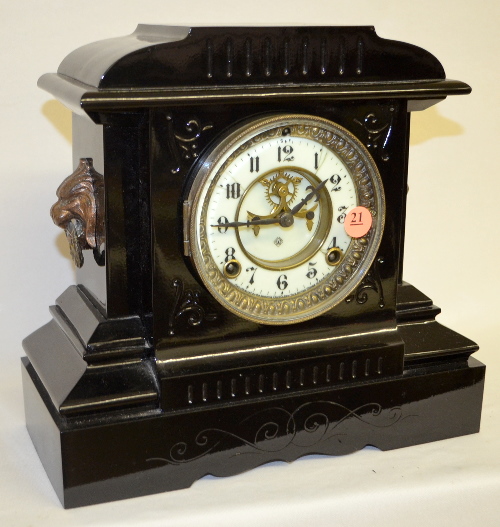 Antique Ansonia Enameled Iron Case Mantel Clock