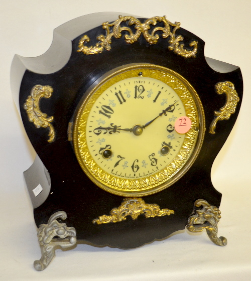 Antique New Haven Enameled Iron Case Mantel Clock