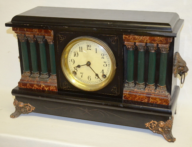 Antique Sessions Black Enamel Mantel Clock