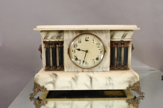 Gilbert Ceylon enameled wood mantel clock