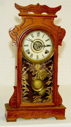 Antique Walnut Kitchen Clock with Alarm