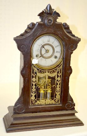 Antique Gilbert Walnut Kitchen Clock