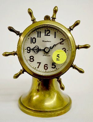 Waterbury 8 Day Jeweled Ships Wheel Clock