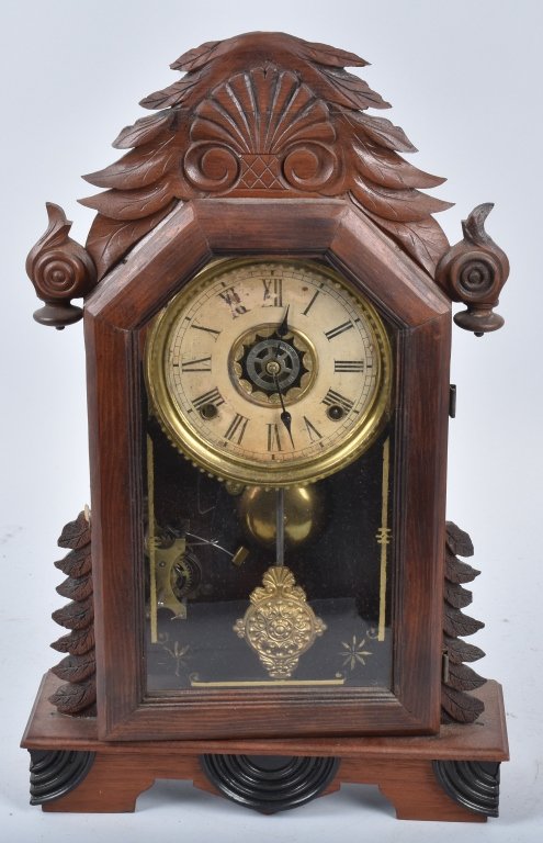 ANTIQUE WM. GILBERT WALNUT KITCHEN CLOCK