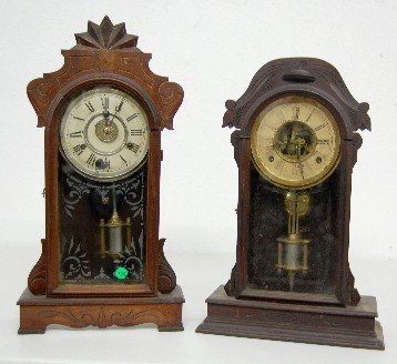 2 Antique Walnut Kitchen Clocks