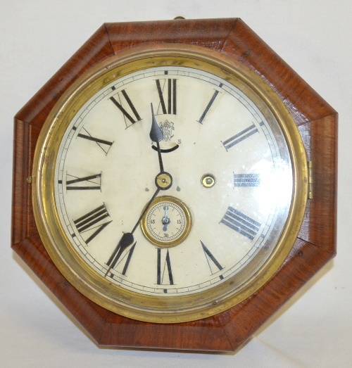 Antique Waterbury Rosewood Octagon Wall Clock