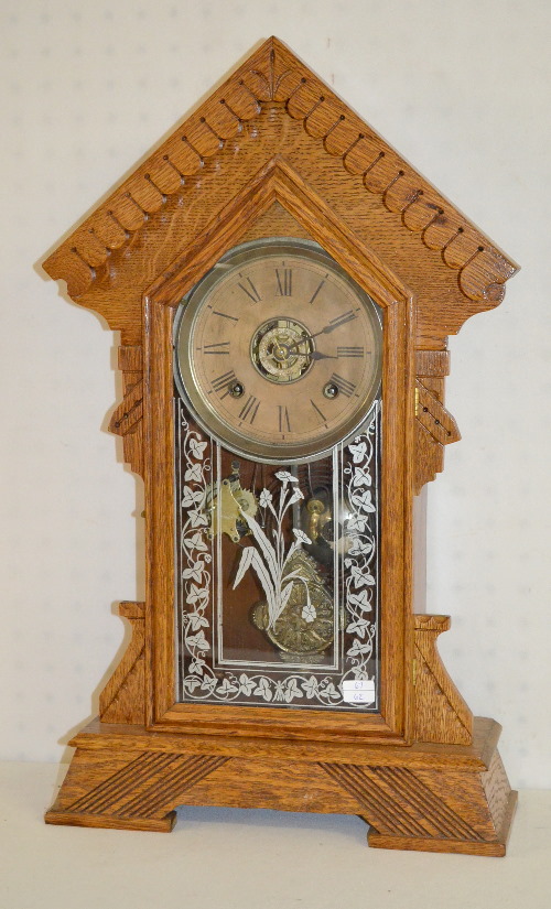 Antique Ansonia Oak Kitchen Clock