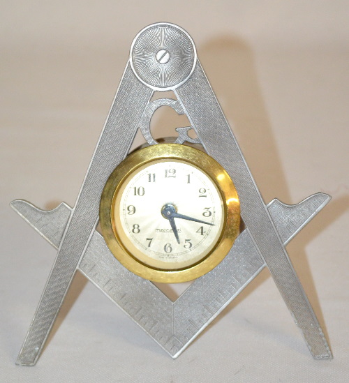 Vintage German Mercedes Free Masonry Novelty Desk Clock