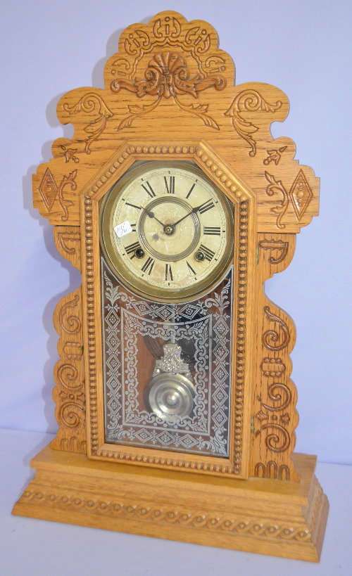 Antique Attleboro “Inez” Oak Kitchen Clock