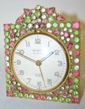 Vintage Rothschild Jeweled Filigree Desk Clock