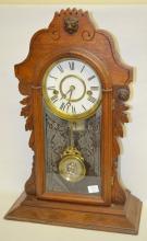 Antique Lion Head Walnut Kitchen Clock