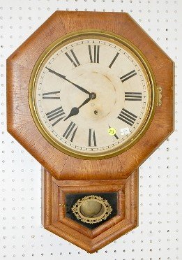 Ansonia Oak Octagon Short Drop Clock