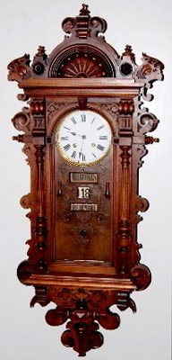 Antique French Walnut Calendar Wall Clock