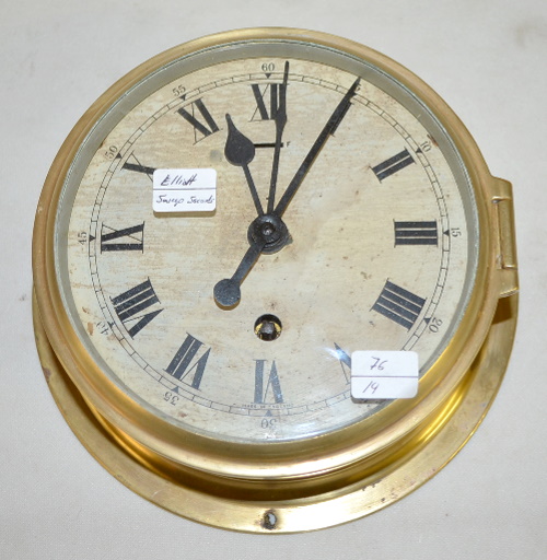 Antique English Elliott Ship’s Clock with Sweep Seconds