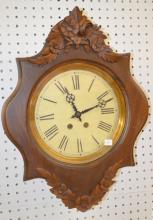 Walnut T&S Floral Carved Gallery Clock