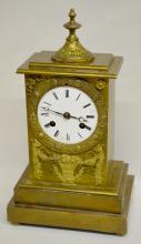 Antique French Brass Silk String Shelf Clock