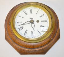 Antique Waterbury 8 Day Lever Clock in an Oak Case