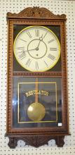 Antique Gilbert Pressed Oak Store Regulator Clock