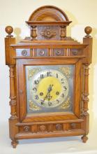 Antique Oak Wood Mantel Clock