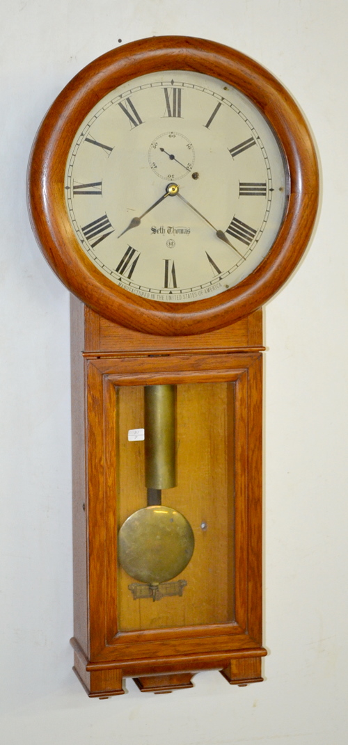 Antique Oak Seth Thomas Regulator No. 2 Clock