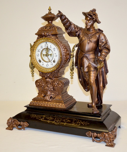 Antique Ansonia Statue Clock, “Cortez”