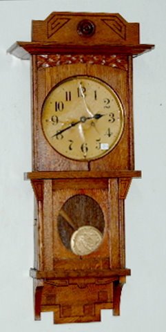 Swiss Art Nouveau Oak Clock, Berliner Style