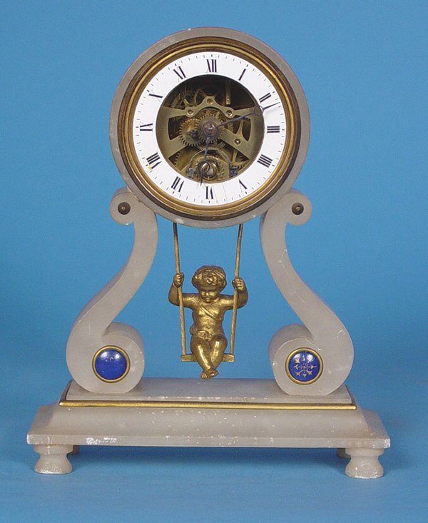 French P.D. Paris Animated Swinging Cherub Clock