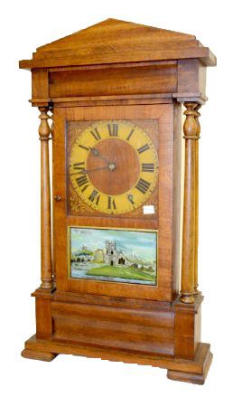 Antique Wood Dial Shelf Clock w/4 Columns