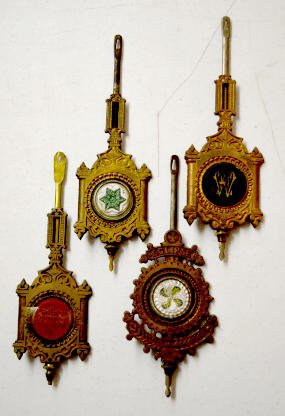 4 Antique Sandwich Glass & Paste Clock Pendulums