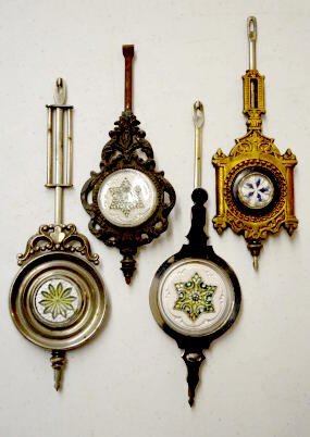 4 Antique Sandwich Glass Clock Pendulums