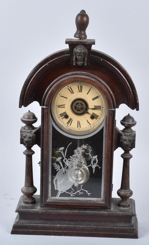 ANTIQUE ANSONIA SHELF CLOCK with ALARM