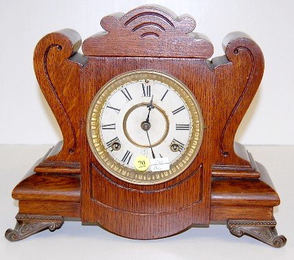 8 Day Waterbury Grant Oak Mantle Clock