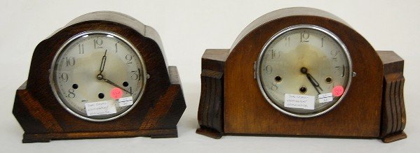 2 Dual Chiming Deco Mantle Clocks