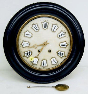 Antique French Round Marble Gallery Clock