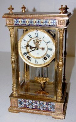 Ansonia “Emperor” Cloisonné Crystal Regulator