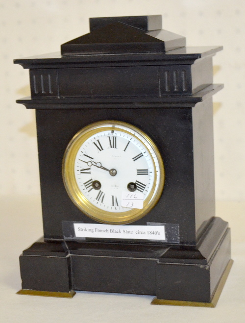 Antique Japy Freres Black Slate Shelf Clock