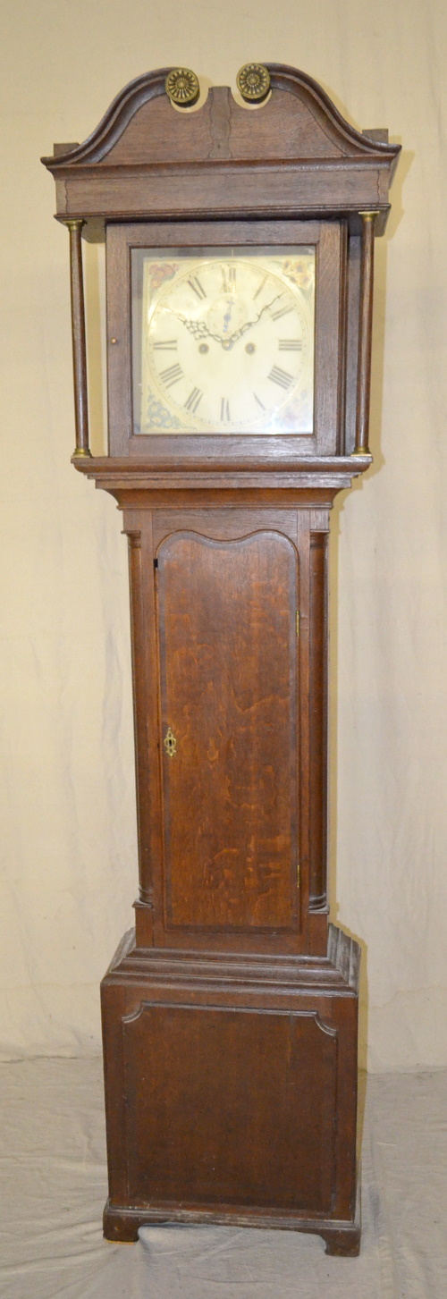 Antique 2 Weight Oak Tall Case Clock