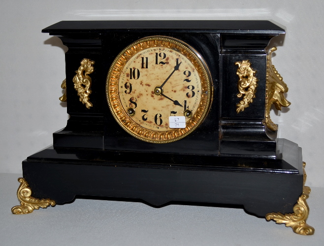 Antique Ansonia Enameled Iron Case Mantel Clock