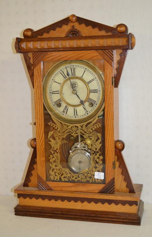 Antique Waterbury “Essex” Oak Kitchen Clock