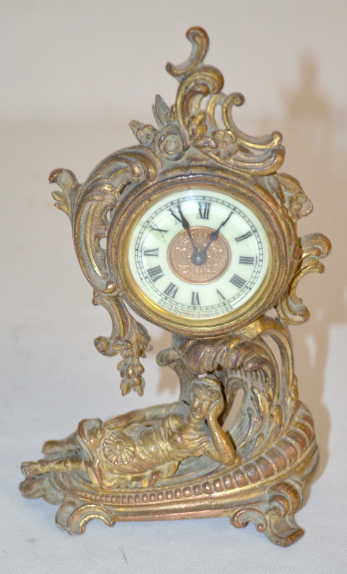 Antique Ansonia “Flora” One Day Time Only Novelty Clock