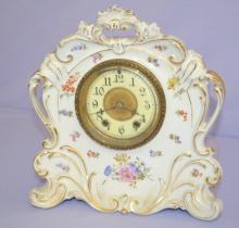 Antique Waterbury KPM Porcelain Shelf Clock